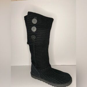 UGG Black Winter Knit Boots‎ Size 8